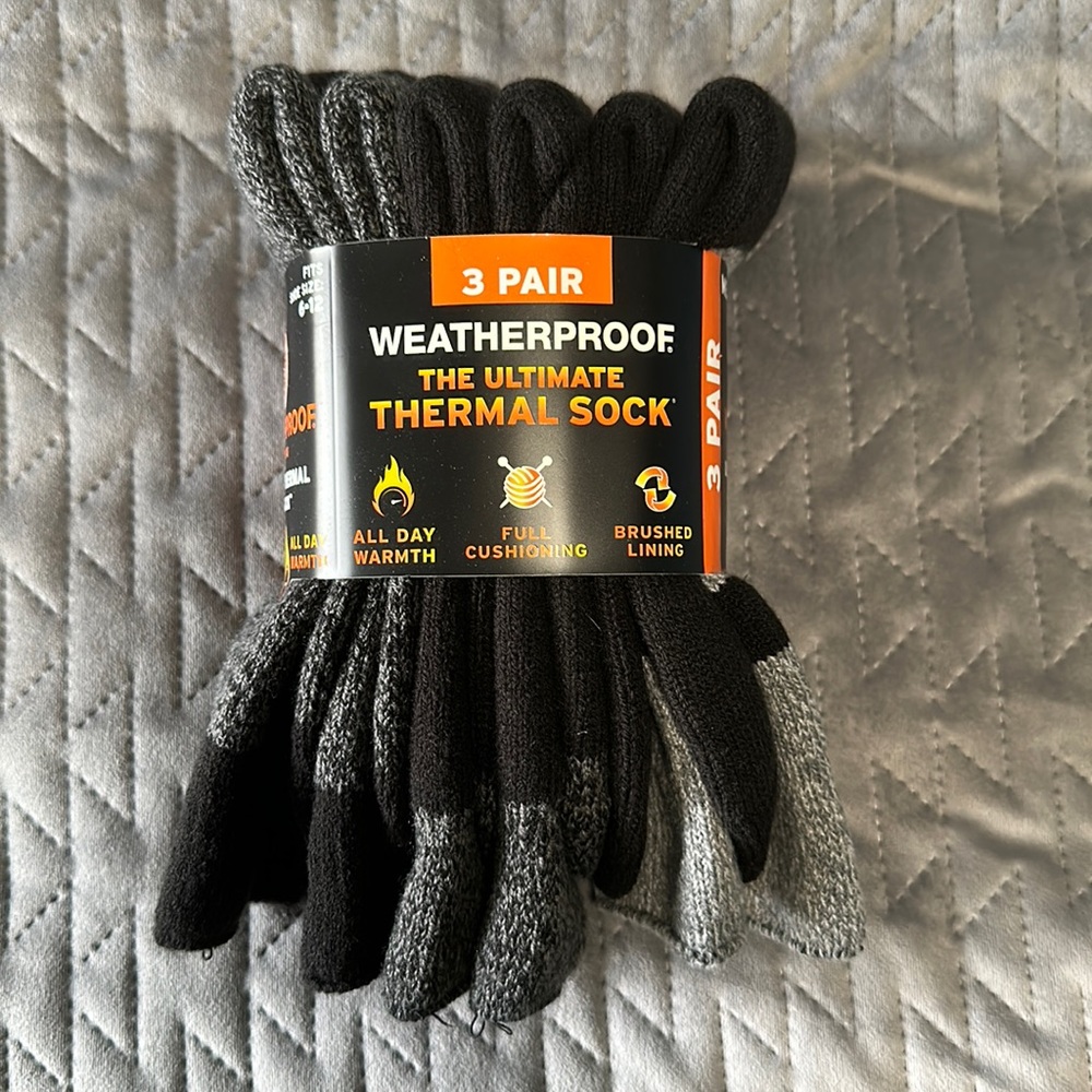 WEATHERPROOF men’s ultimate thermal crew socks 3 pack